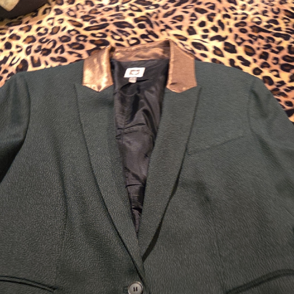 Anne Klein Forest Green Blazer with Gold Collar